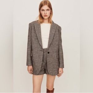 NWT Maje Gregor Houndstooth Blazer Coat Size 38